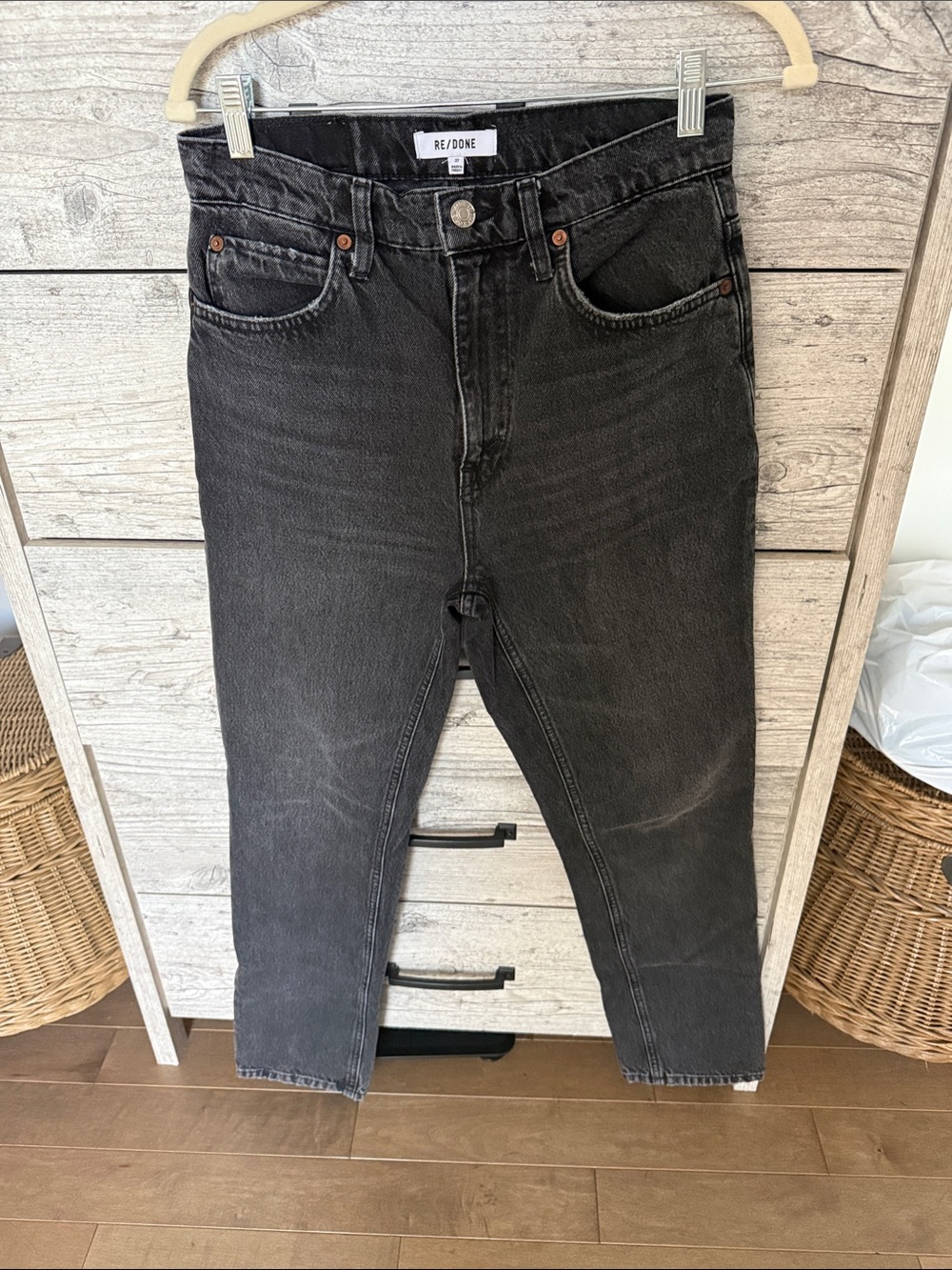 Re/Done Washed Black Straight Jeans